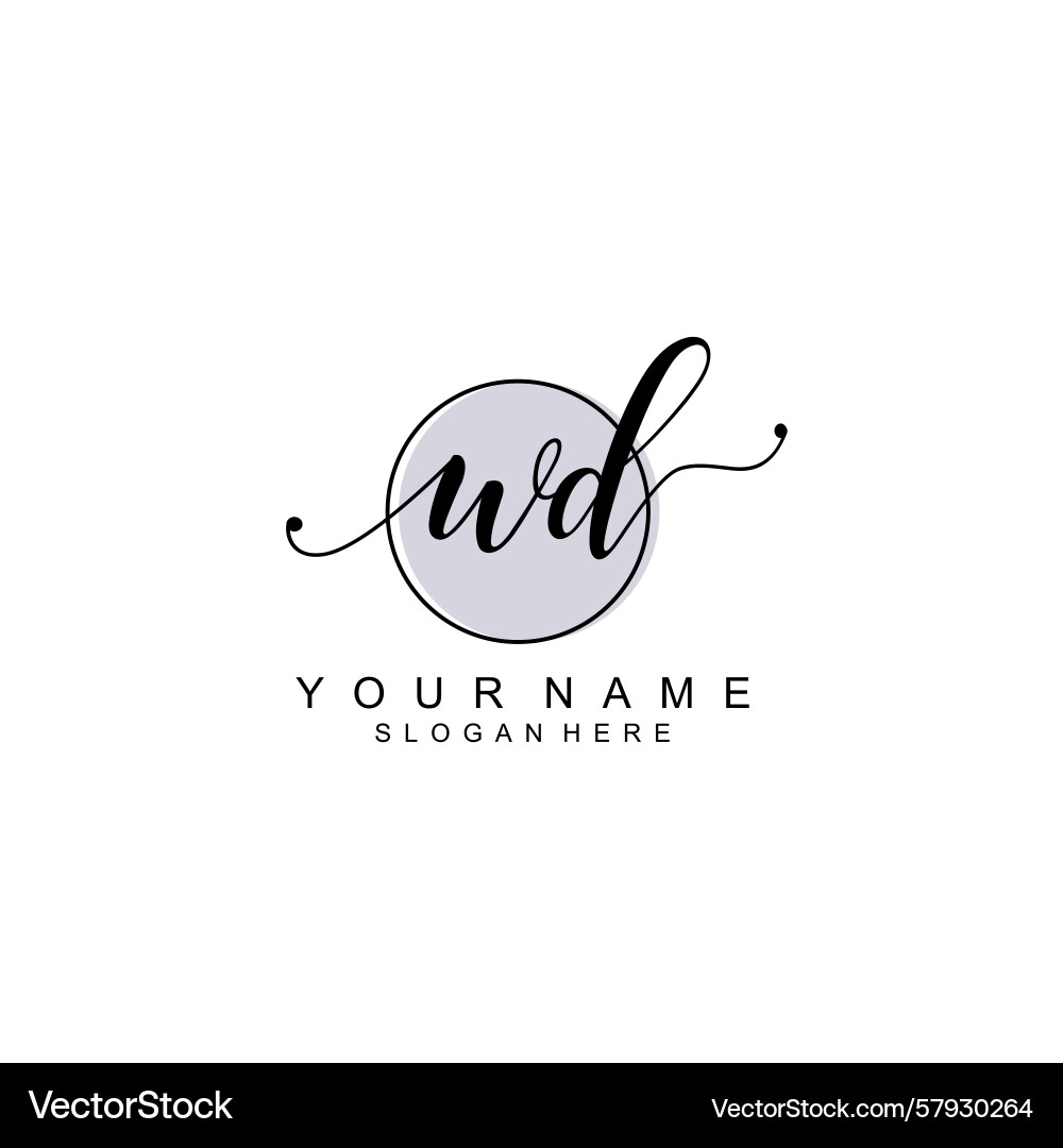 Handwriting logo concepts with initial wd Vector Image