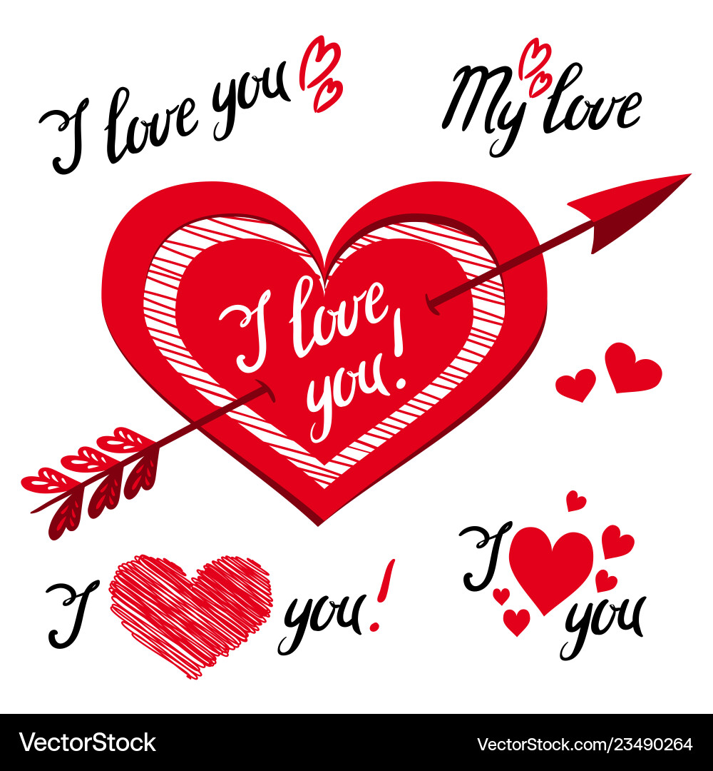 I love you - romantic elements for design I love you - romantic elements for design vector image