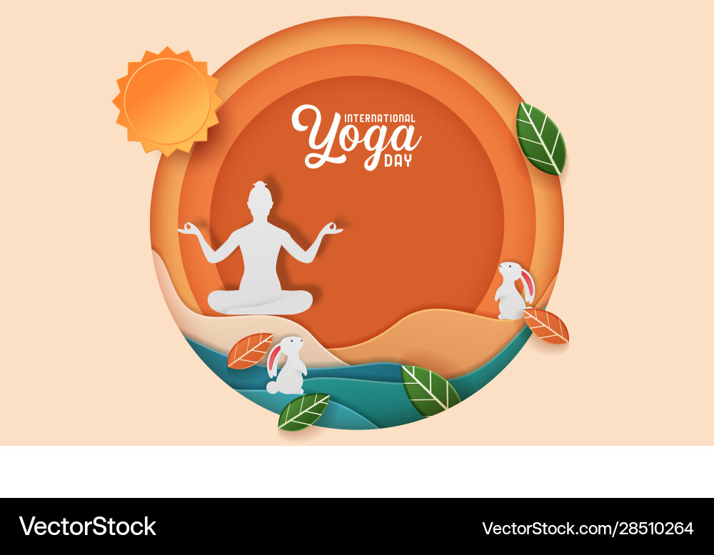 Internationale Yoga Tag Papier schneiden Körper Internationale Yoga Tag Papier schneiden Körper vektorbild