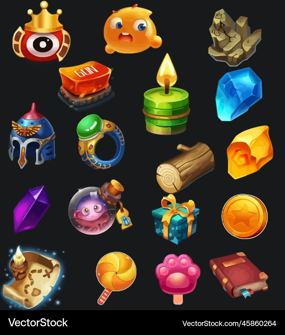 Komplettes Set von Level-Taste Spiel ui Pop-up-Symbol vektorbild