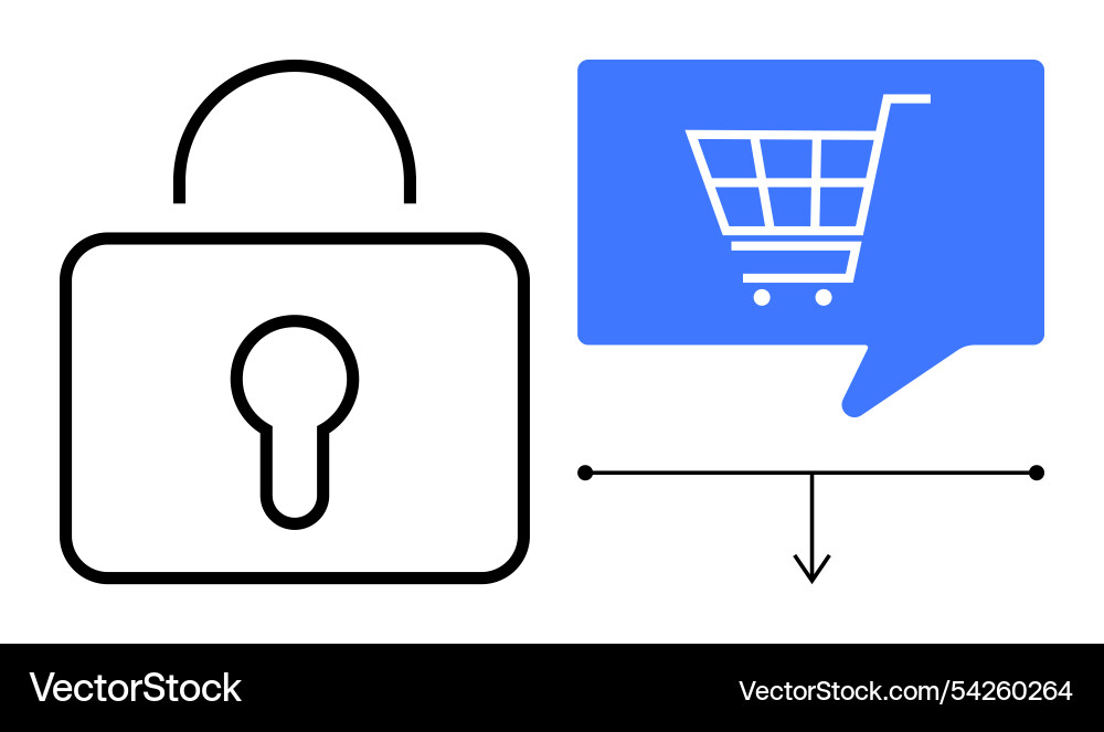 Lock and shopping cart icon representing secure Lock and shopping cart icon representing secure vector image