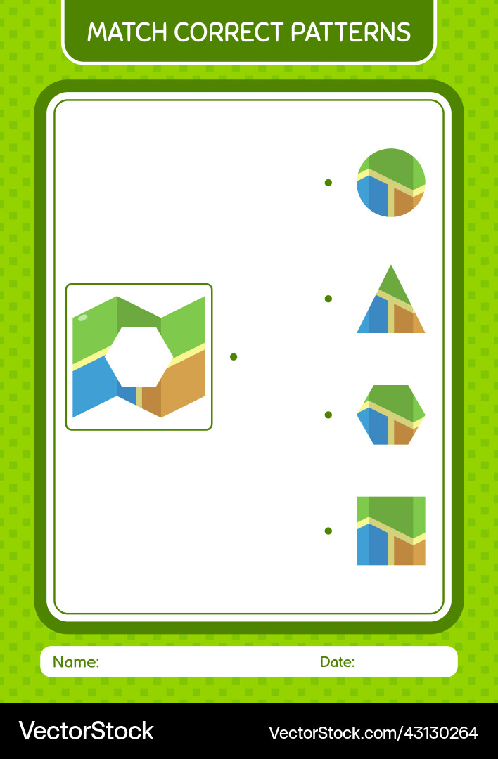 Match pattern game with map worksheet Match pattern game with map worksheet Vector Image
