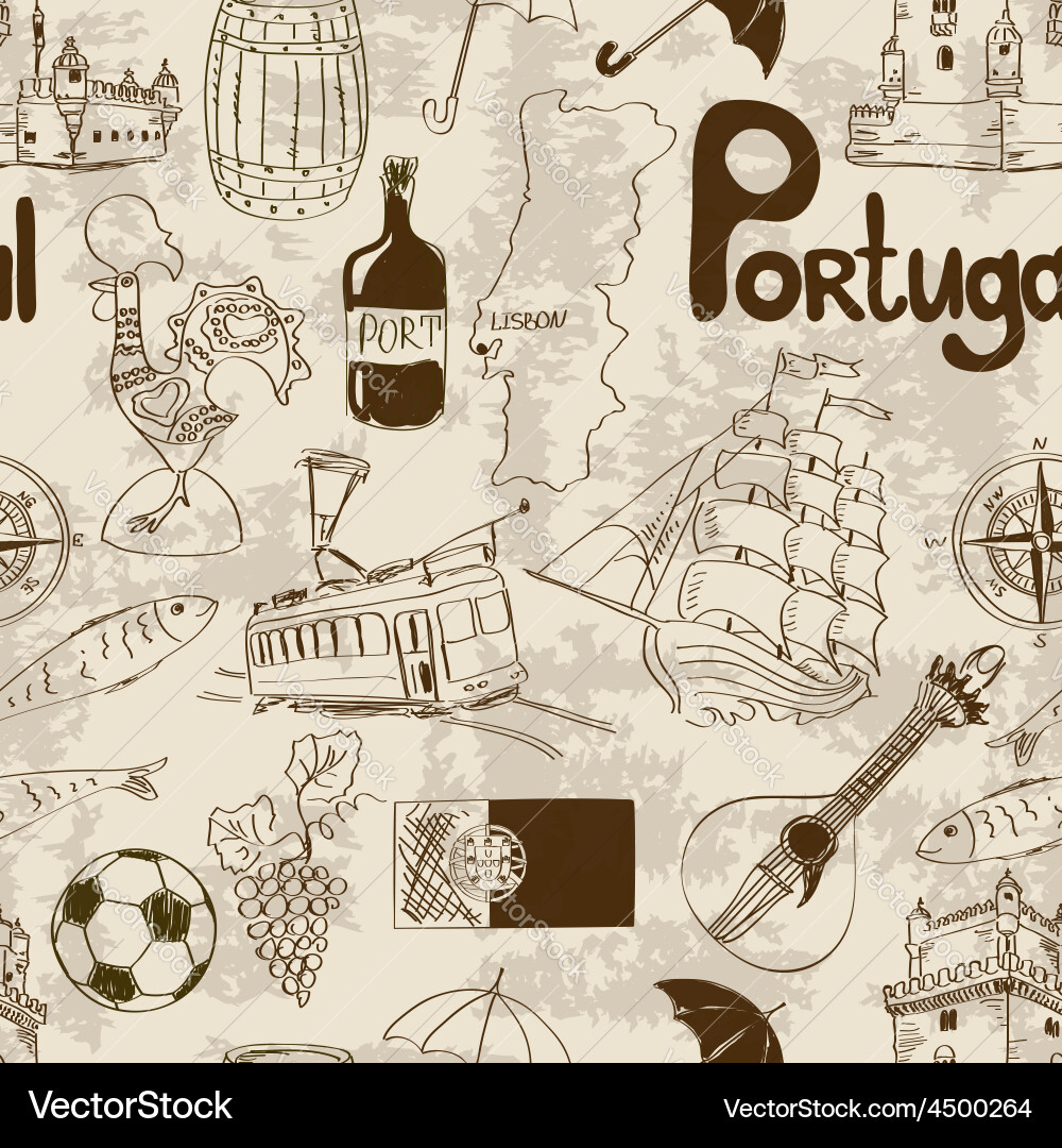 Portugal Sketch Pattern vector image