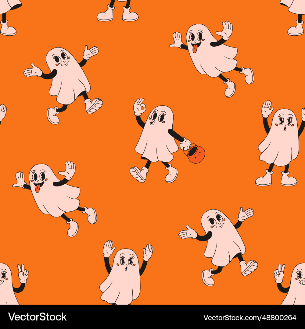 Seamless pattern with ghosts vector image