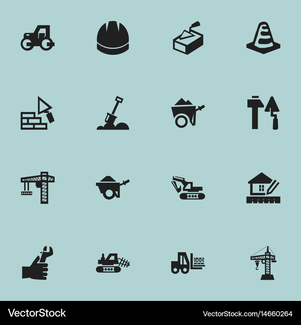 Set of 16 editable structure icons includes vector image