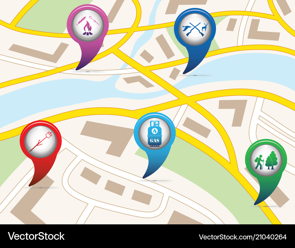 Set of tourism service map pointers Vector Image