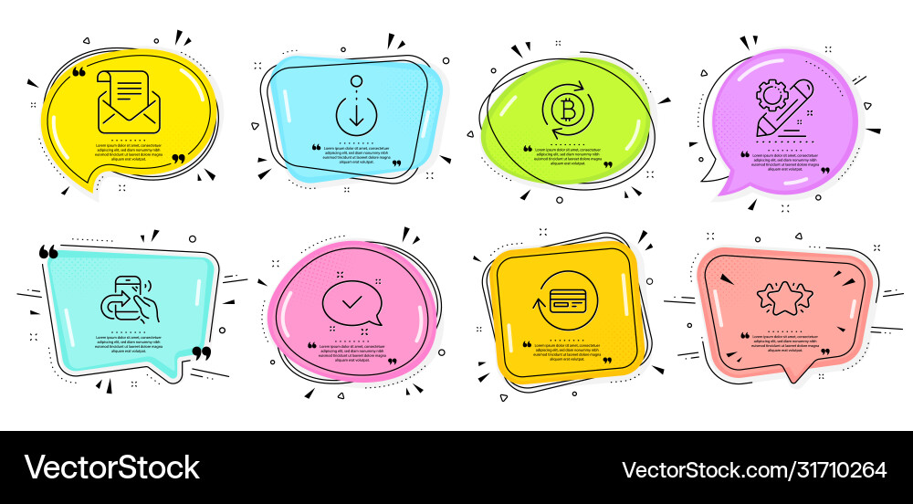 Star project edit and scroll down icons set Star project edit and scroll down icons set vector image