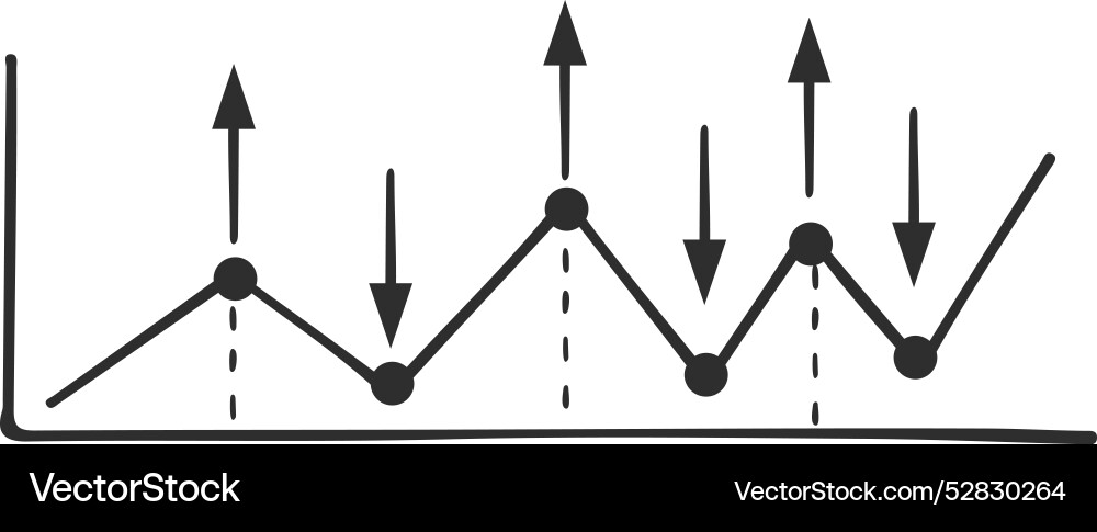 Statistical linear diagram with up and down arrows Statistical linear diagram with up and down arrows vector image