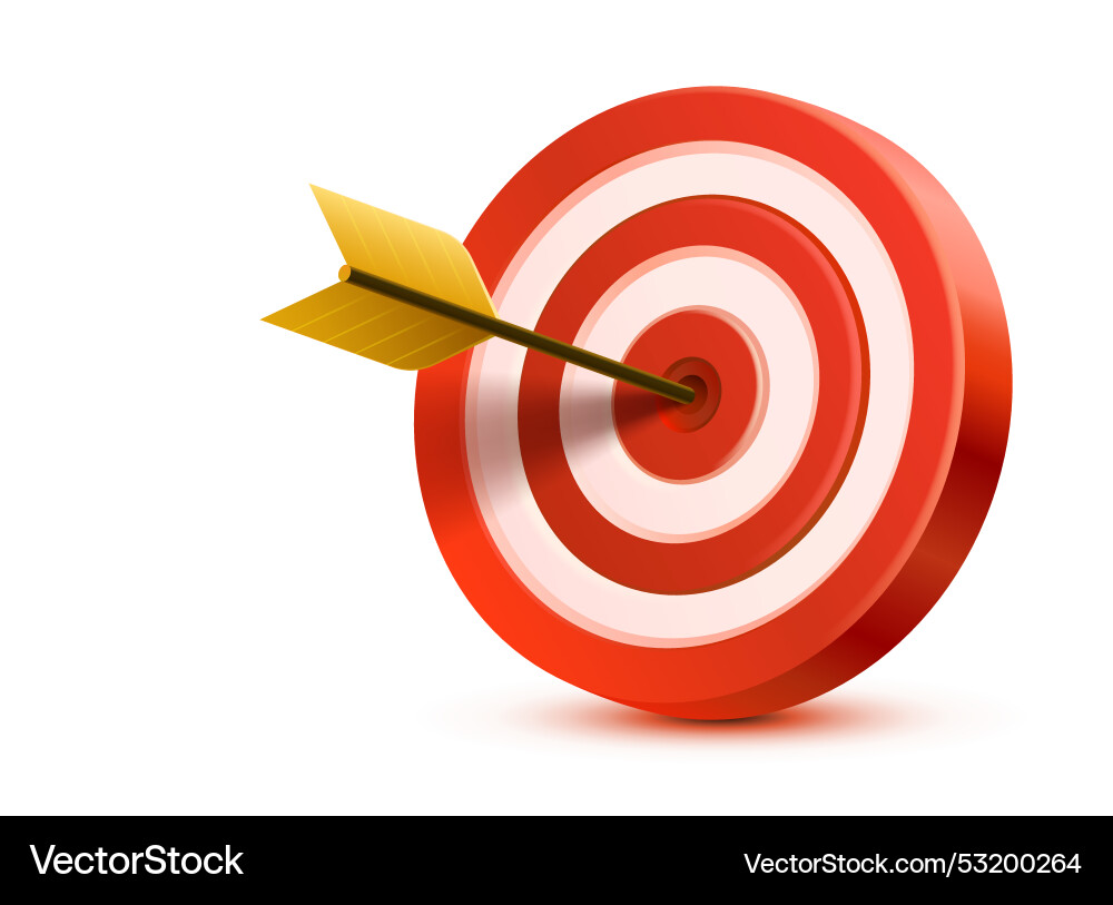 Target and arrow 3d object on white background Target and arrow 3d object on white background vector image