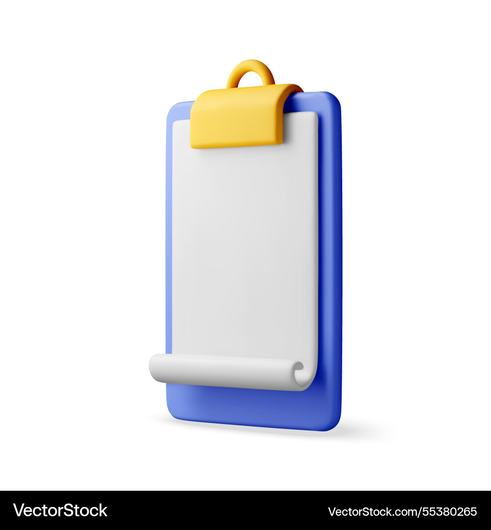 3d clipboard with empty paper sheet isolated 3d clipboard with empty paper sheet isolated vector image