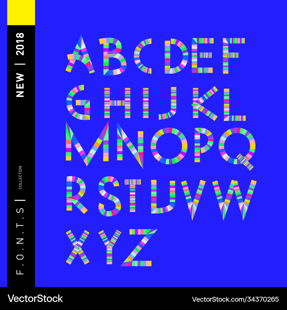 Abstract colorful font and alphabet Vector Image