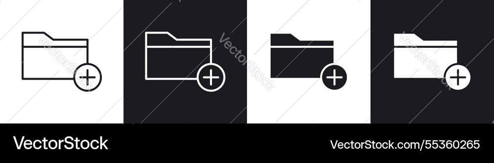 Add folder icons collection in black and white Add folder icons collection in black and white vector image