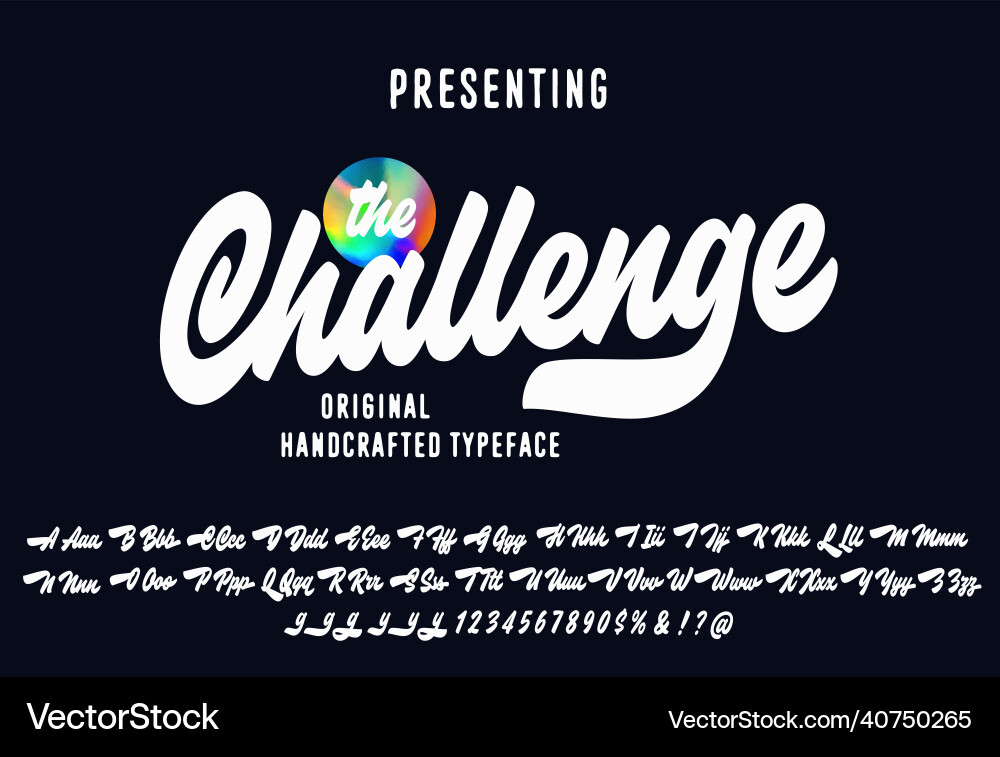 Challenge brush script alphabet Challenge brush script alphabet vector image