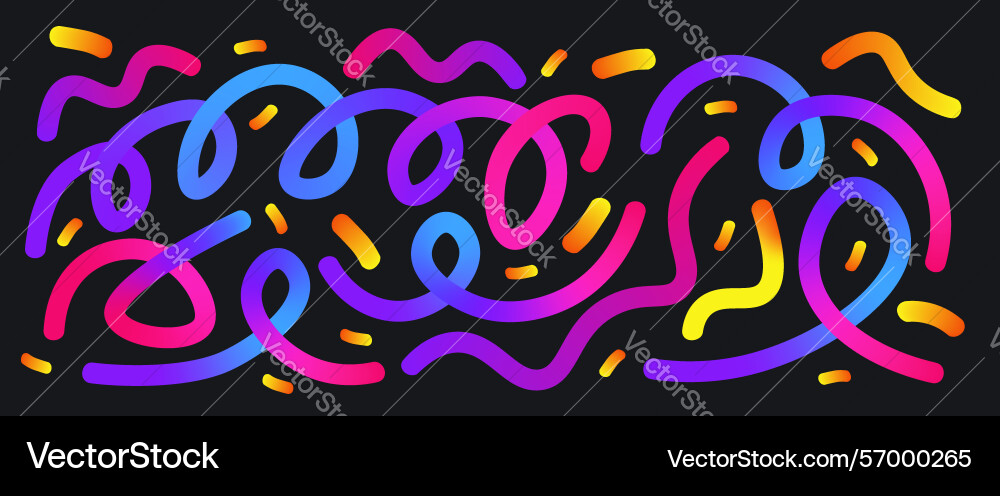Colorful neon gradient loop and squiggle lines Colorful neon gradient loop and squiggle lines vector image