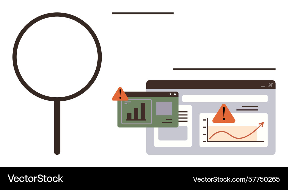 Data analysis with error alerts and magnifying Data analysis with error alerts and magnifying vector image