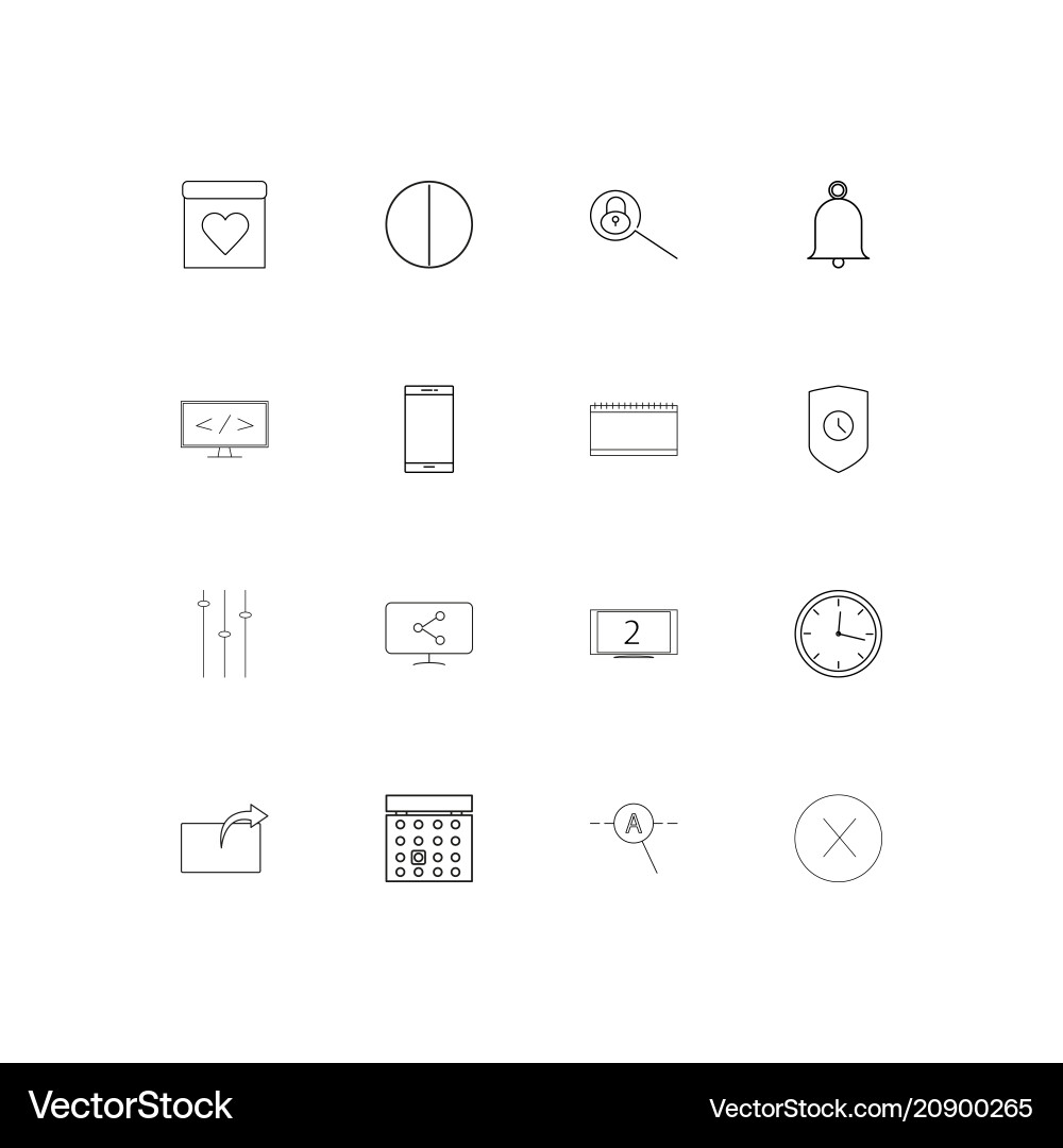 Devices linear thin icons set outlined simple vector image