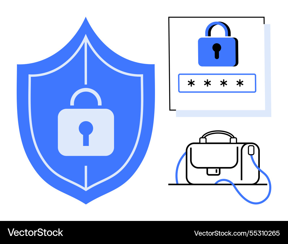 Digital security shield with lock password Digital security shield with lock password Vector Image