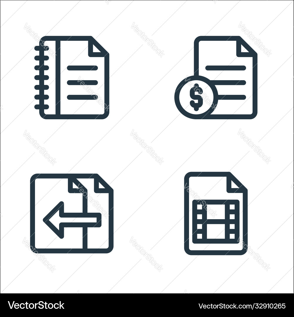 Document and files line icons linear set quality Document and files line icons linear set quality vector image