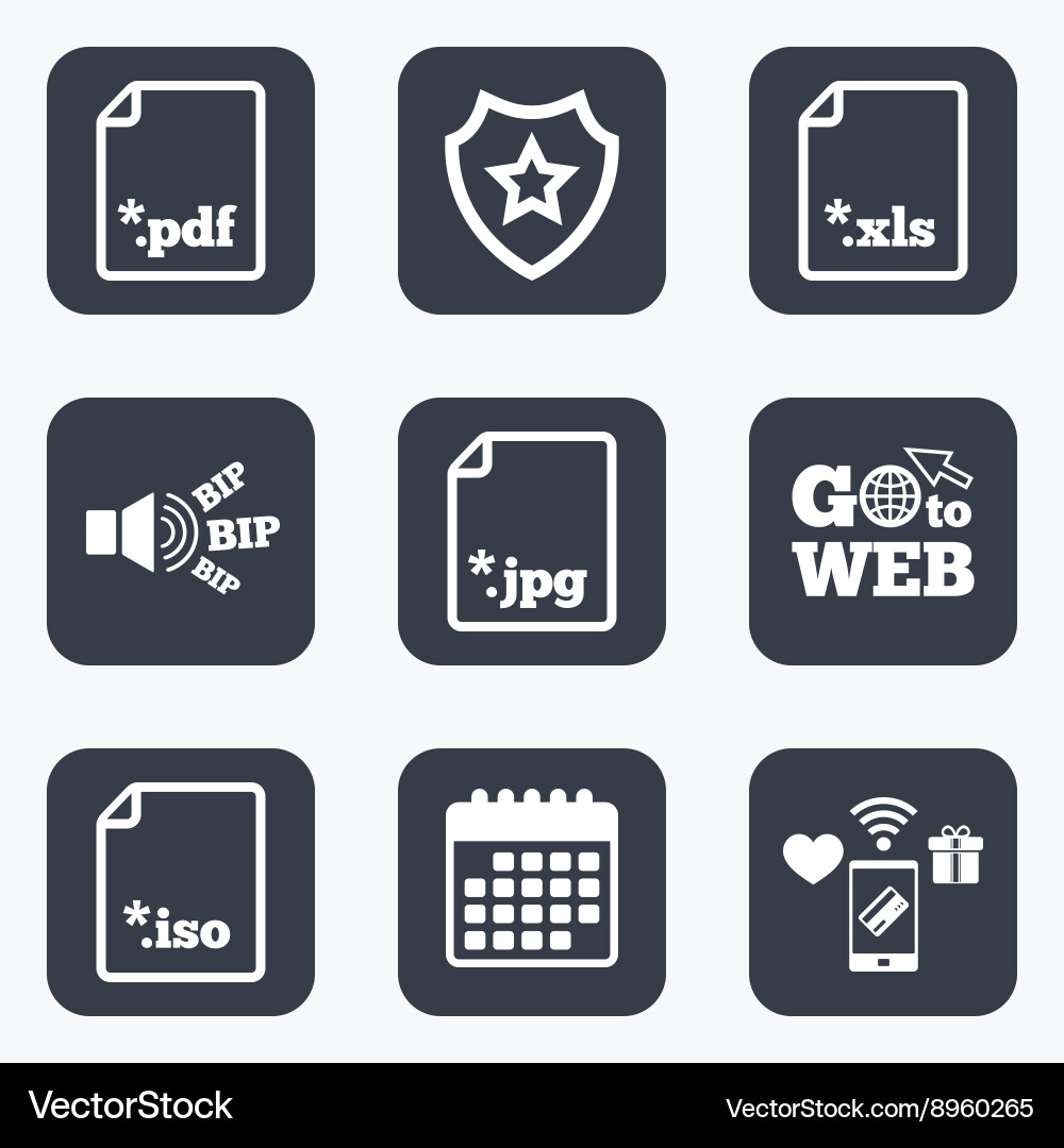 Document signs file extensions symbols Vector Image