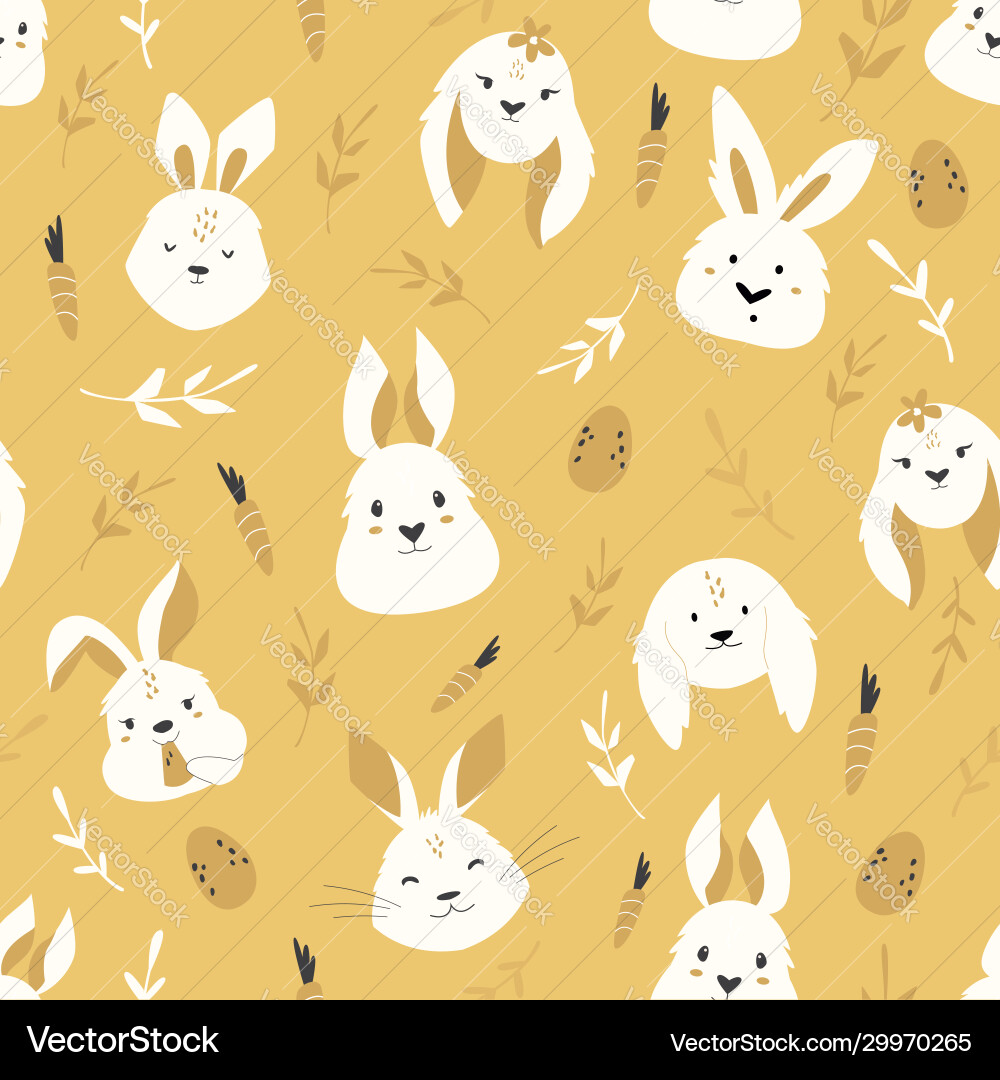 Easter seamless pattern with cute smiling rabbits Easter seamless pattern with cute smiling rabbits vector image
