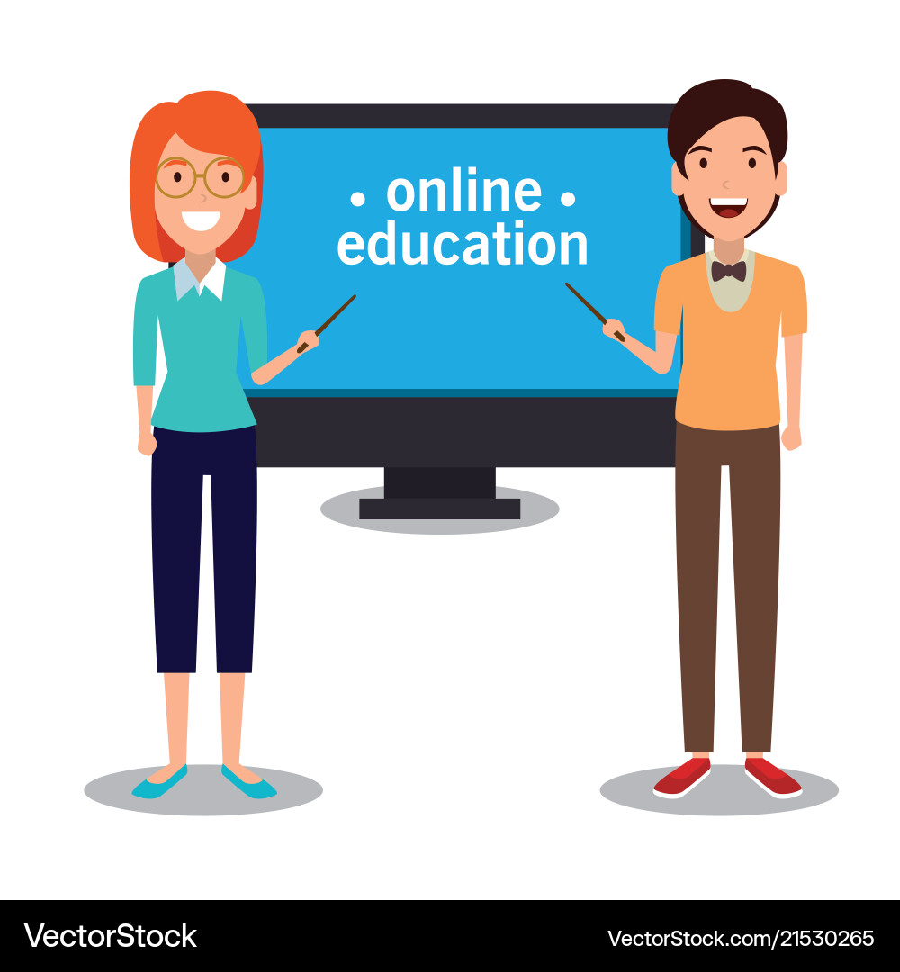 Education on line with desktop display vector image