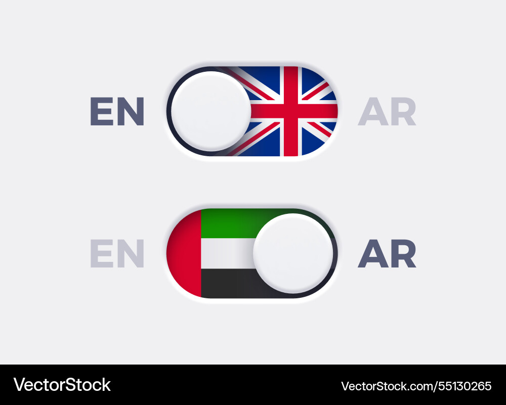 Language mode toggle switch buttons Language mode toggle switch buttons vector image