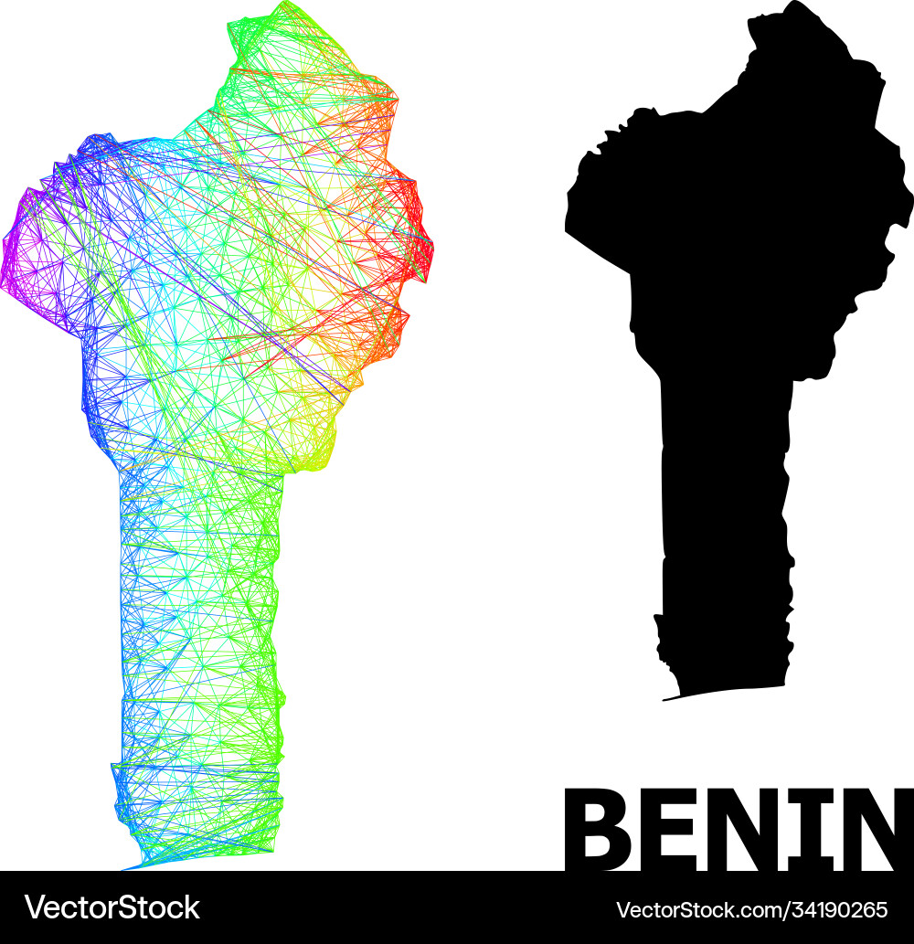 Linear map benin with rainbow colored gradient Linear map benin with rainbow colored gradient vector image