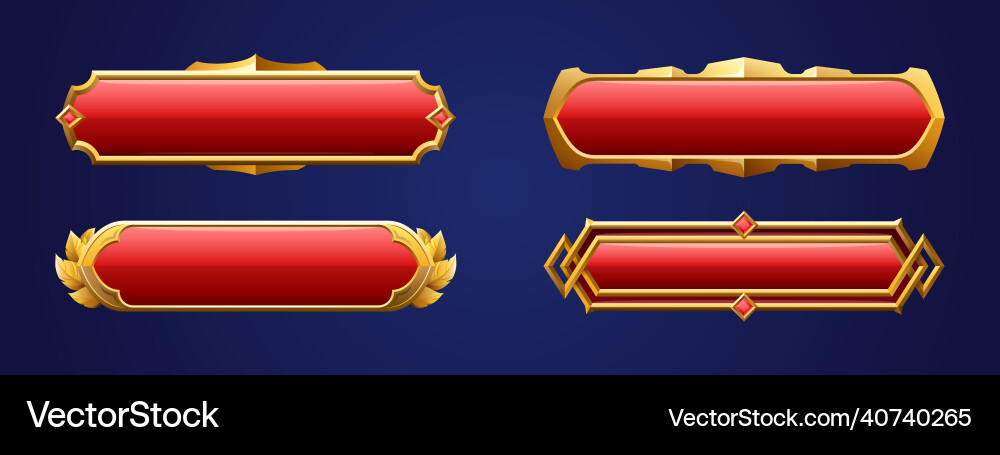 Medieval buttons ui game menu isolated elements Vector Image