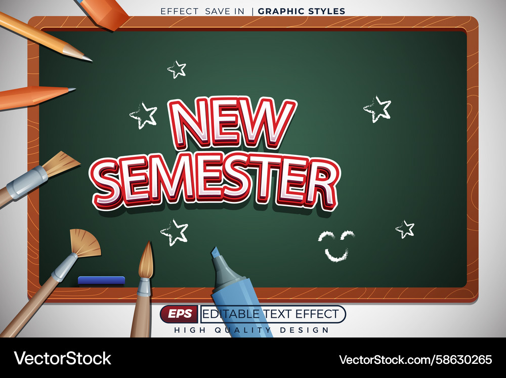 New semester 3d editable text effect for template Vector Image