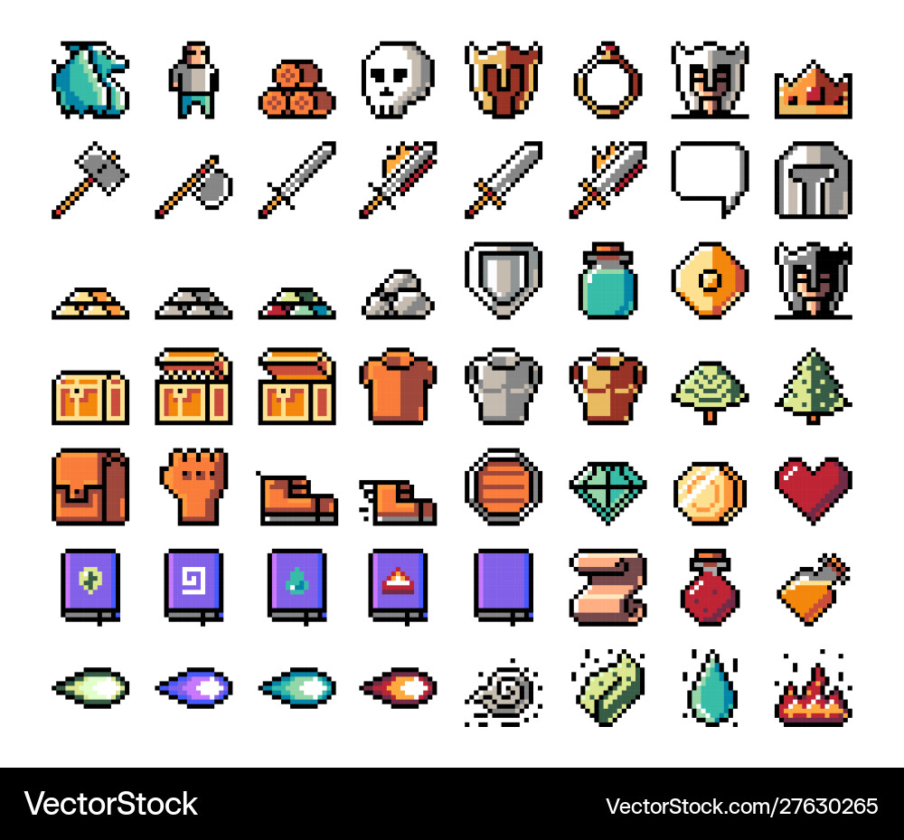 Pixel Game Assets vector image