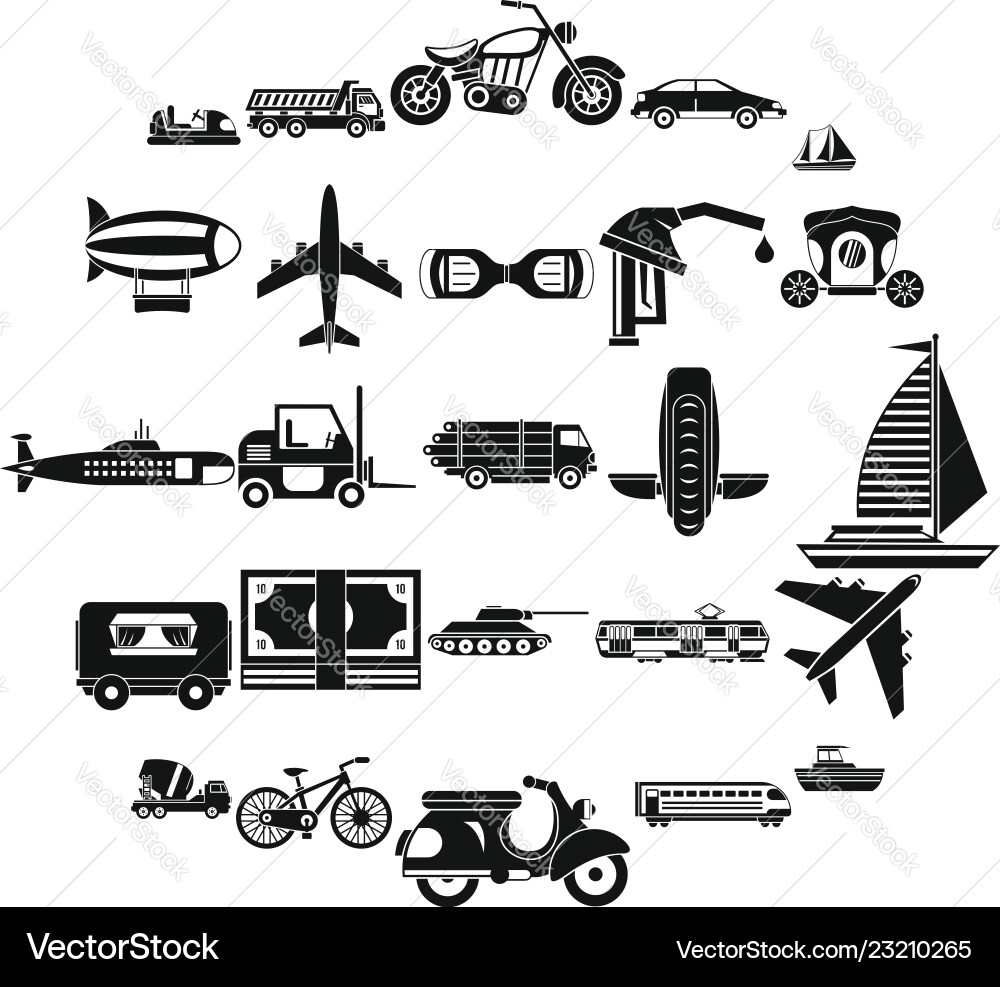Ride icons set simple style Vector Image