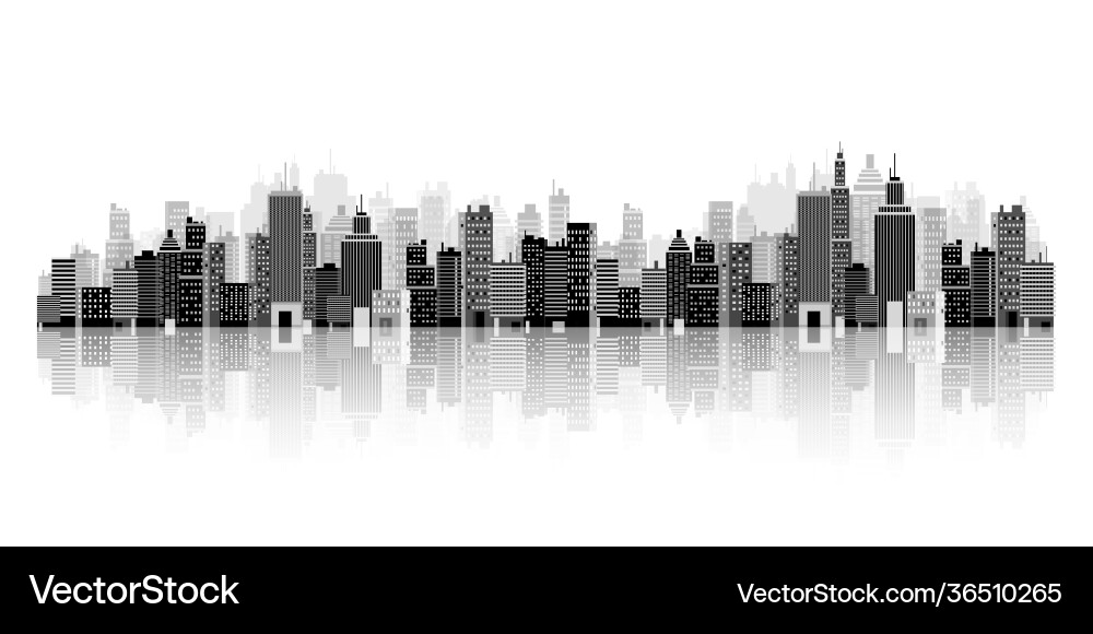 Set city silhouettes cityscape town skyline Set city silhouettes cityscape town skyline vector image