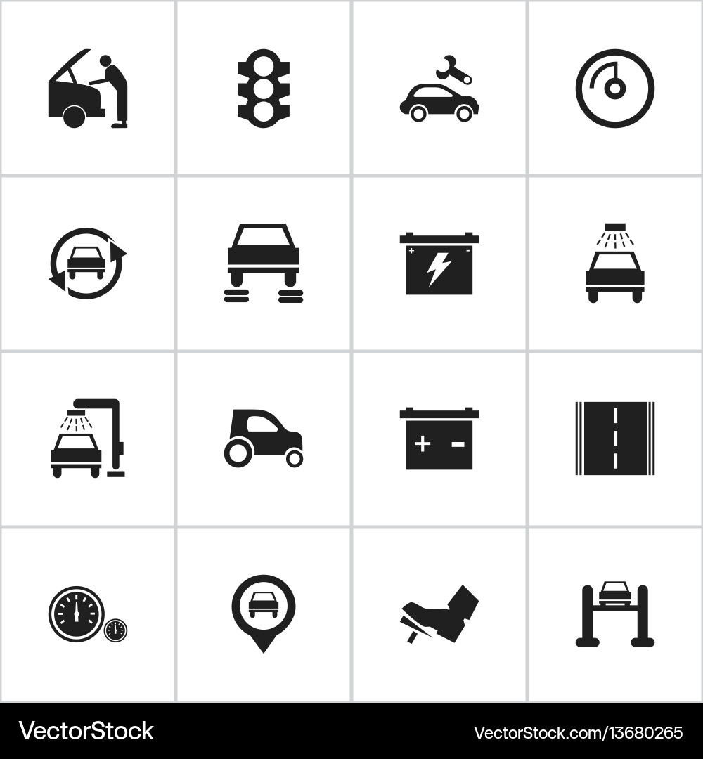 Set of 16 editable traffic icons includes symbols Vector Image