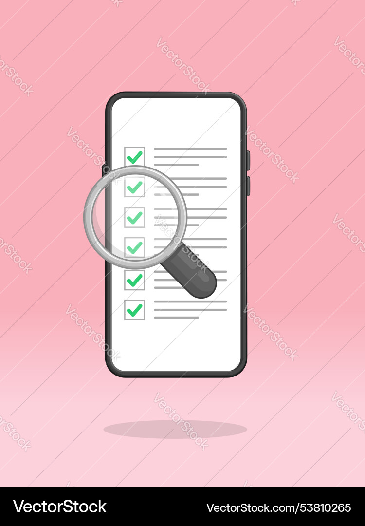 Smartphone Lupen Checkliste abgeschlossen Smartphone Lupen Checkliste abgeschlossen vektorbild