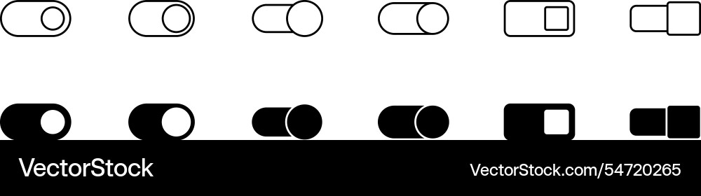 Switch toggle icon set on and off vector image