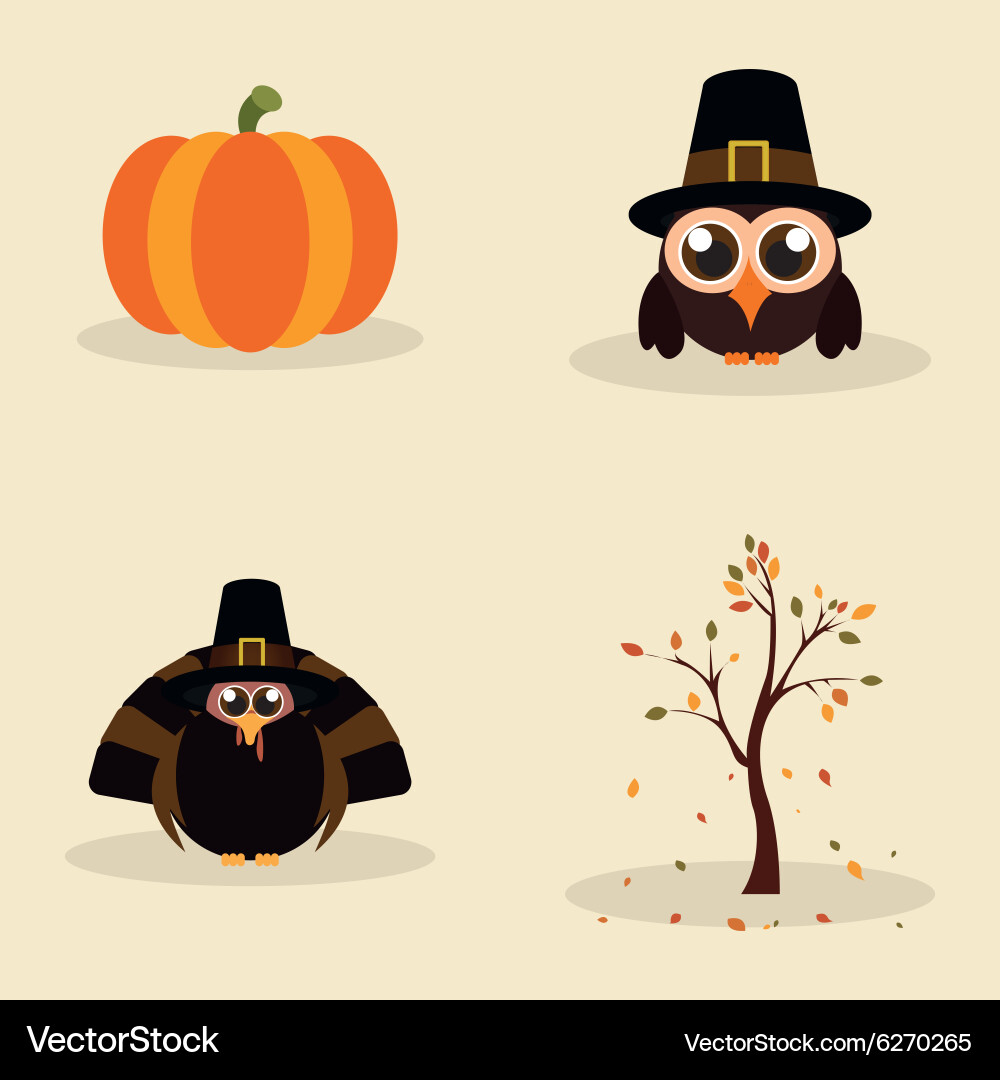 Thanksgiving Objects Collection vector image