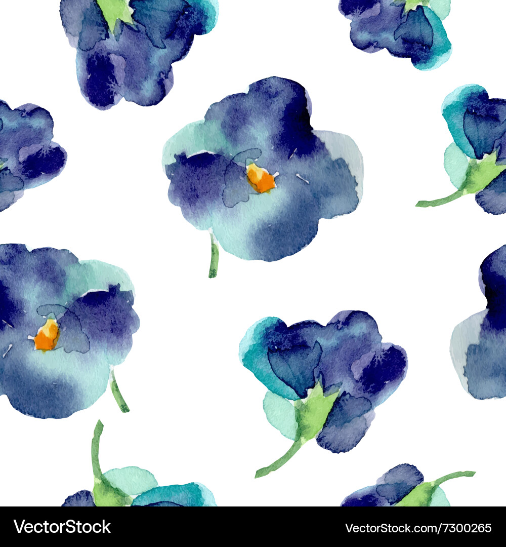 Violet Flower Watercolor Pattern vector image