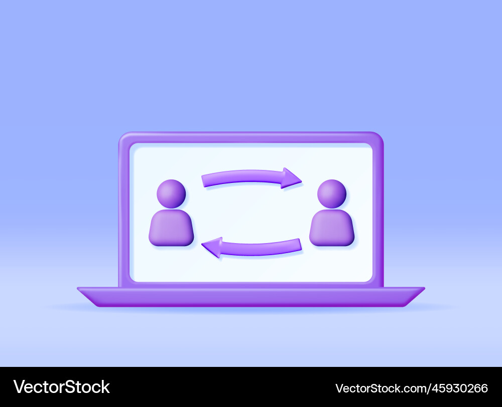3d user sync or switch symbol in laptop 3d user sync or switch symbol in laptop vector image