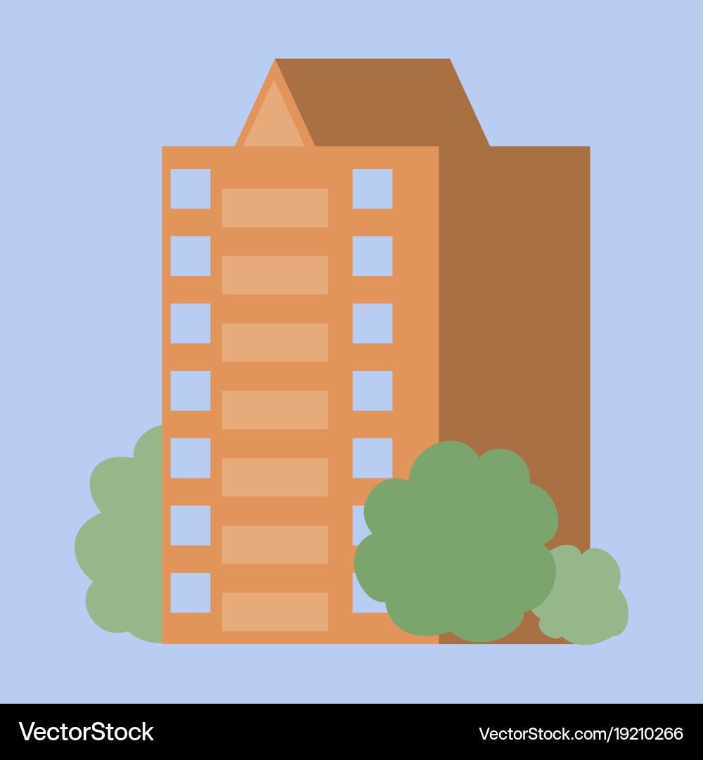 A modern multi-storey building with complex Vector Image