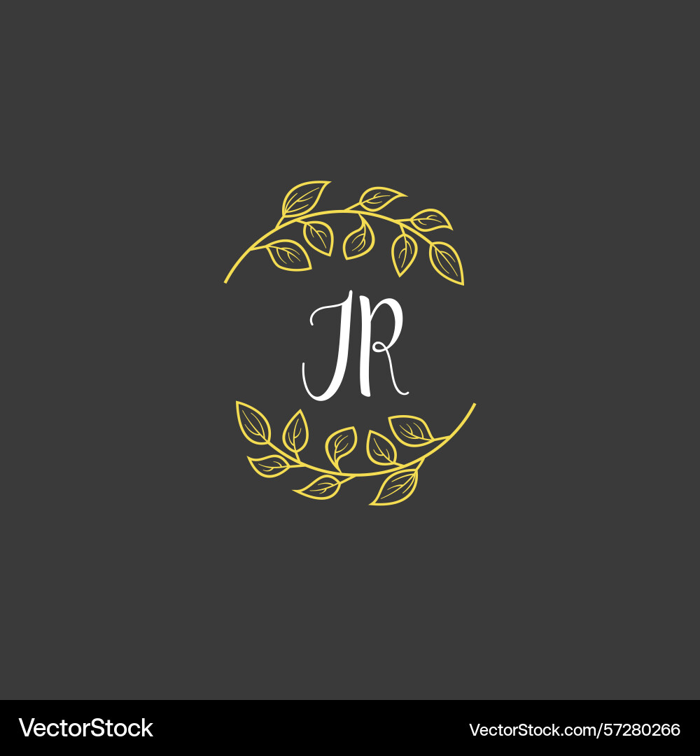 Botanical monogram logos with initial jr Vector Image