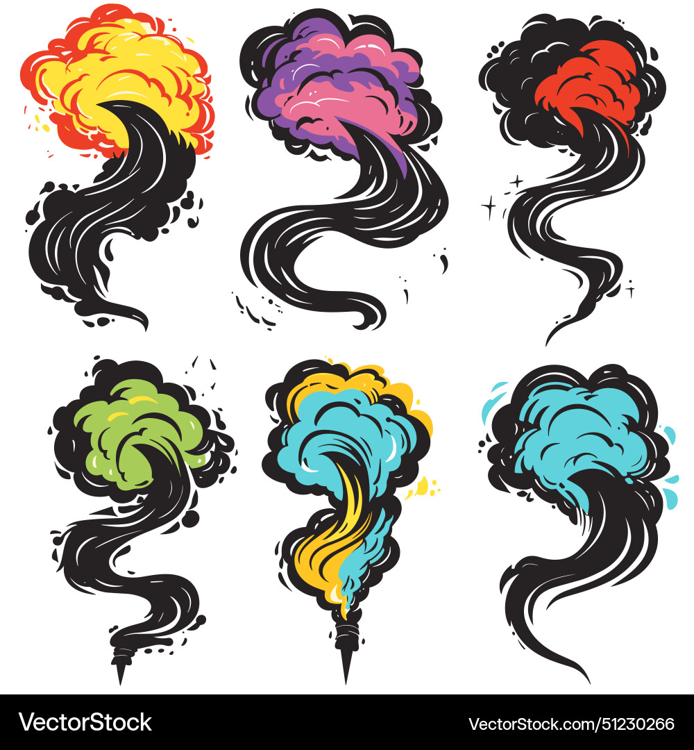 Colorful swirls representing smoke vapor various Vector Image