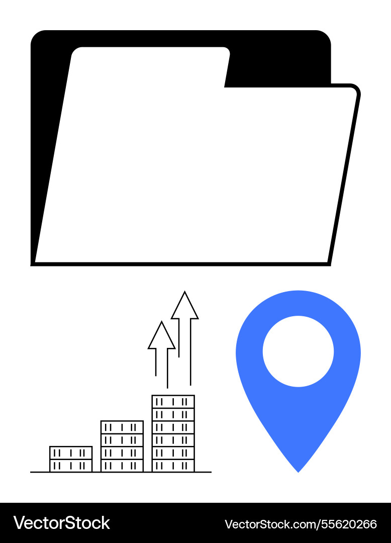 File folder with bar graph and location pin File folder with bar graph and location pin Vector Image