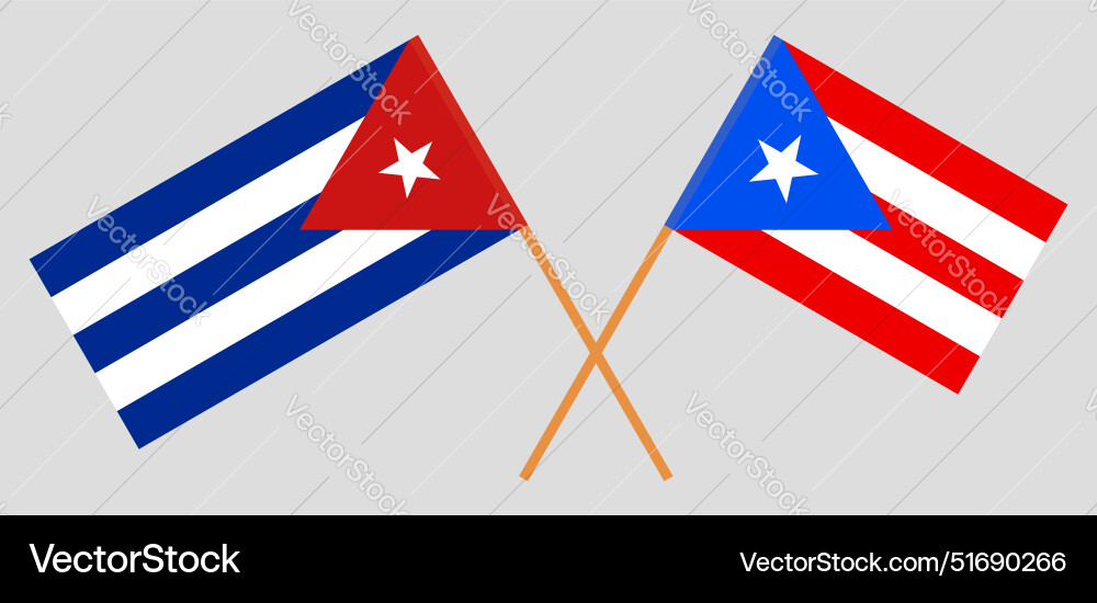 Gekreuzte Flaggen von kubik und puerto rico offiziell Gekreuzte Flaggen von kubik und puerto rico offiziell vektorbild