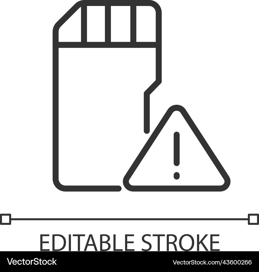 Low disk space warning pixel perfect linear icon Low disk space warning pixel perfect linear icon vector image