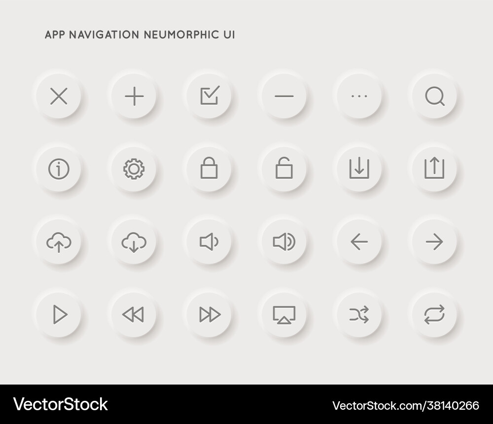 Neuromorphe App System Benutzeroberfläche ui icon vektorbild