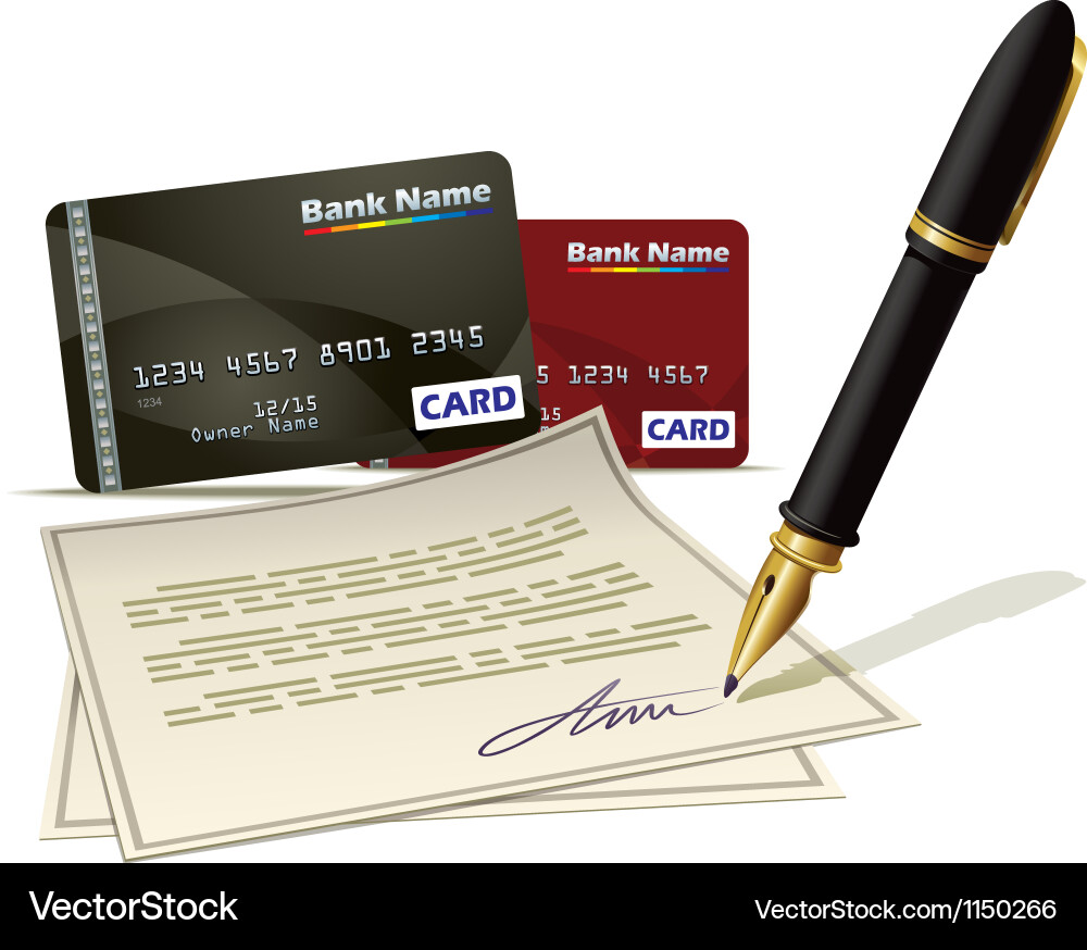 Paper Card Documents Example Paperwork for plastic card Royalty Free Vector Image