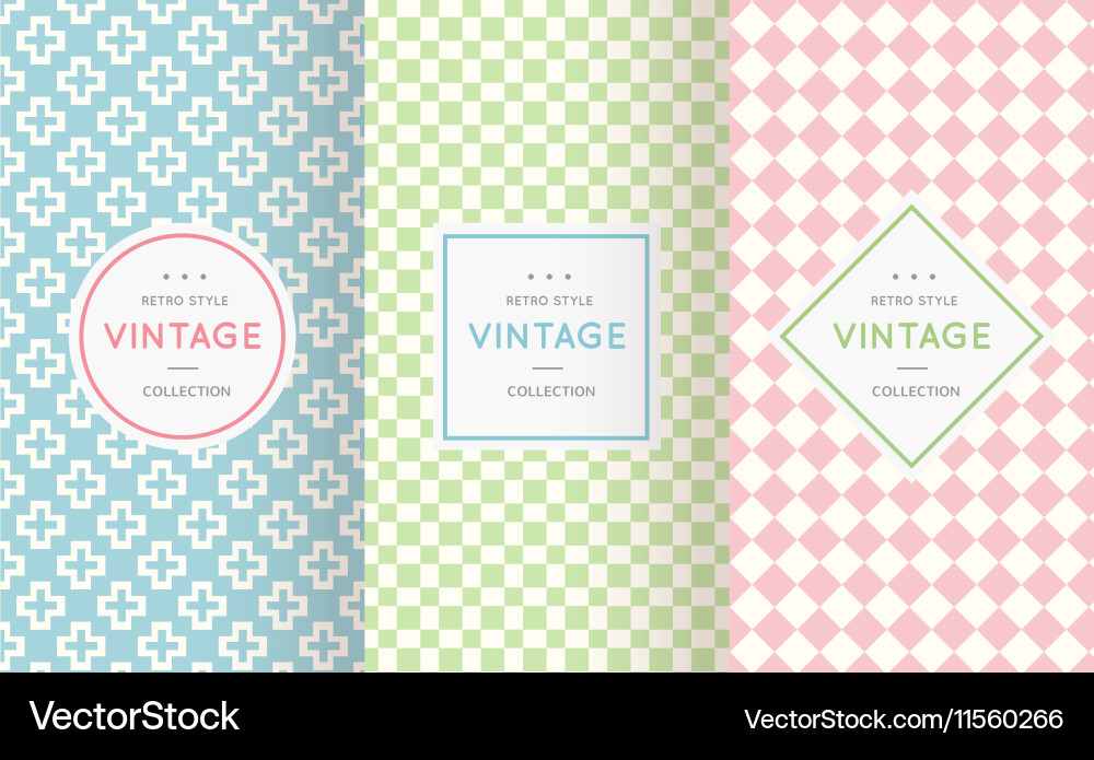 Pastel retro different seamless patterns Vector Image