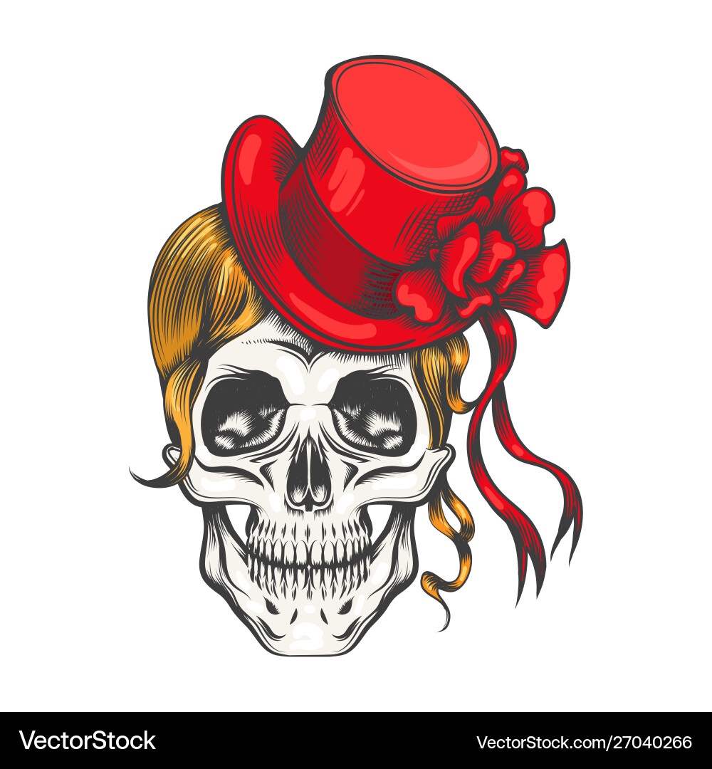 Red Hat Skull - Fashion Death Vector Image