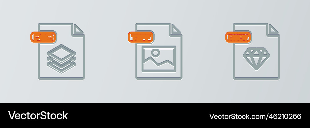 Set line ruby file document psd and tiff icon Set line ruby file document psd and tiff icon vector image