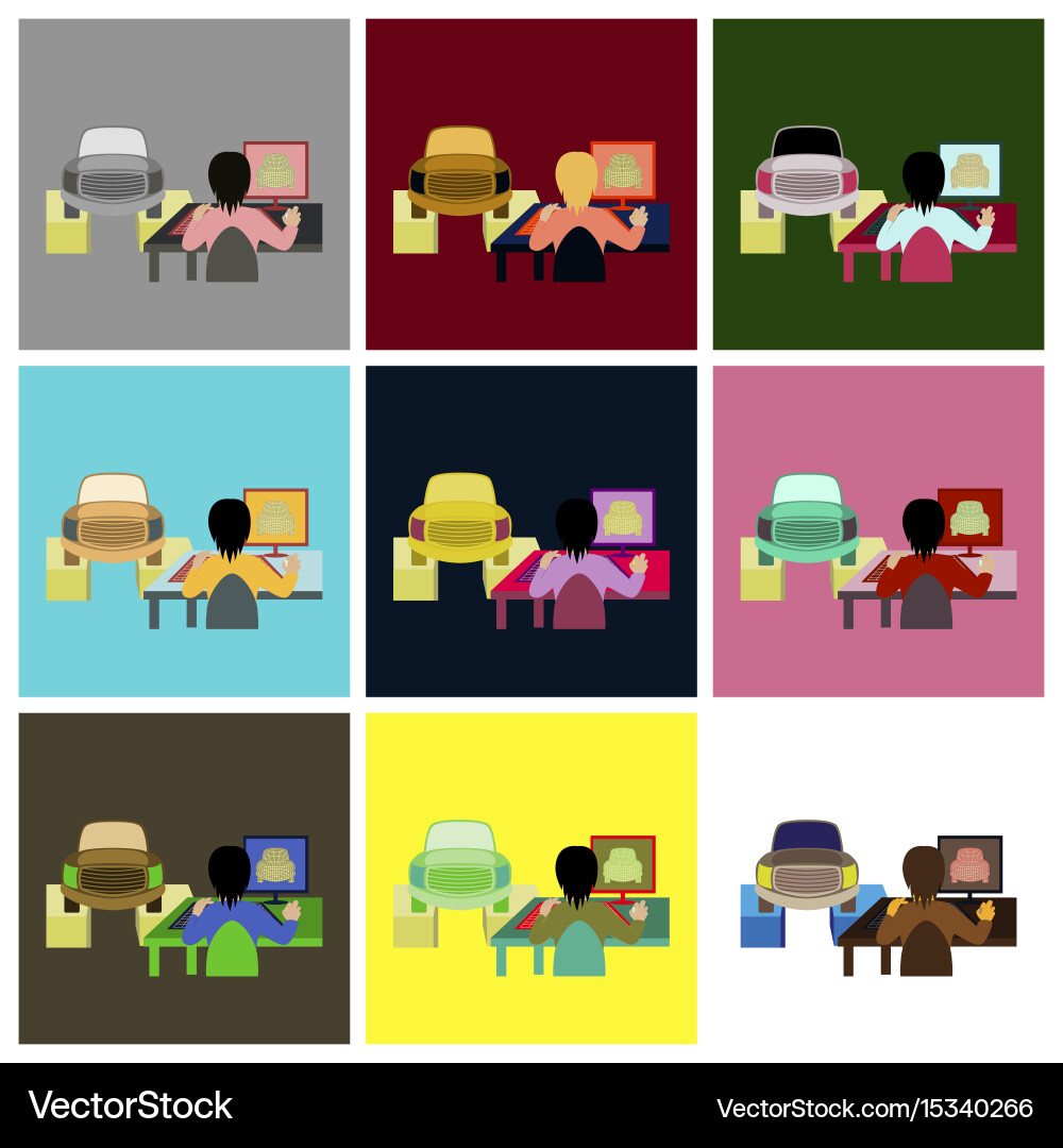 Set of car service computer diagnostics Vector Image